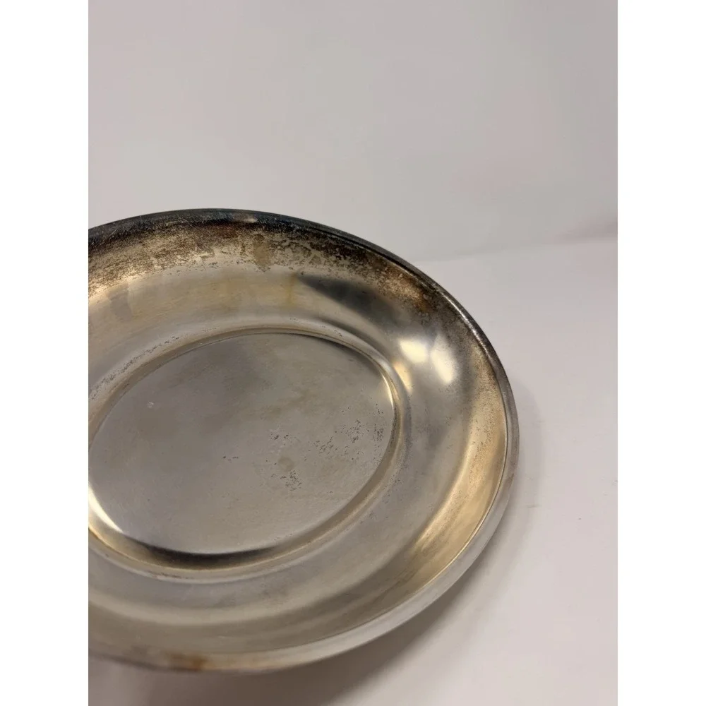 Vintage Silverplate Oval Serving Bowl w/ Scroll Handles Unmarked Tarnished